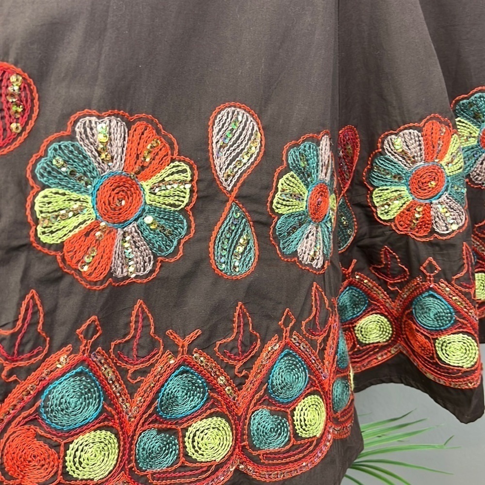 Skirt Embroidered Sequin Retro Boho Planet Funk - Picture 5 of 8